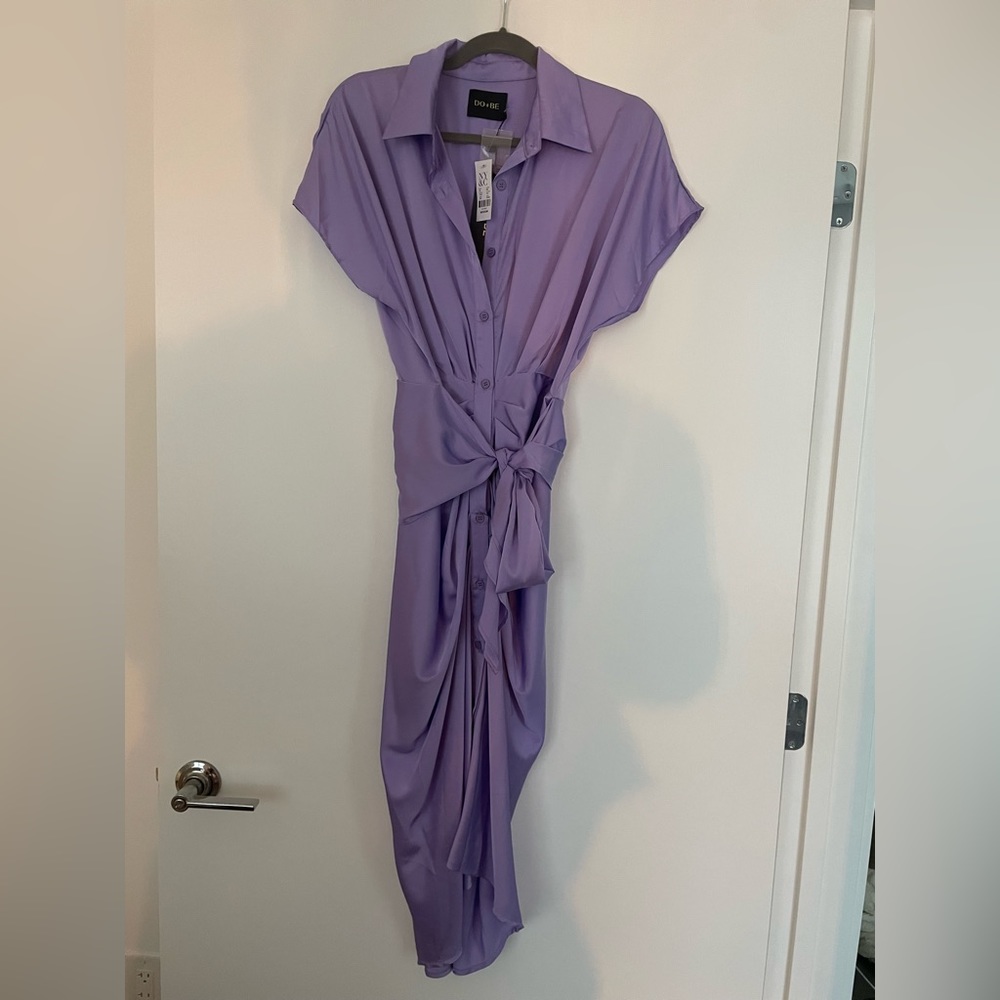 Purple wrap dress